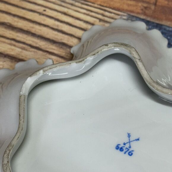 VINTAGE Kalk Porcelain Trinket/Candy Dish Flowers Gold Trim Crossed Arrows #6676 - Picture 6 of 8